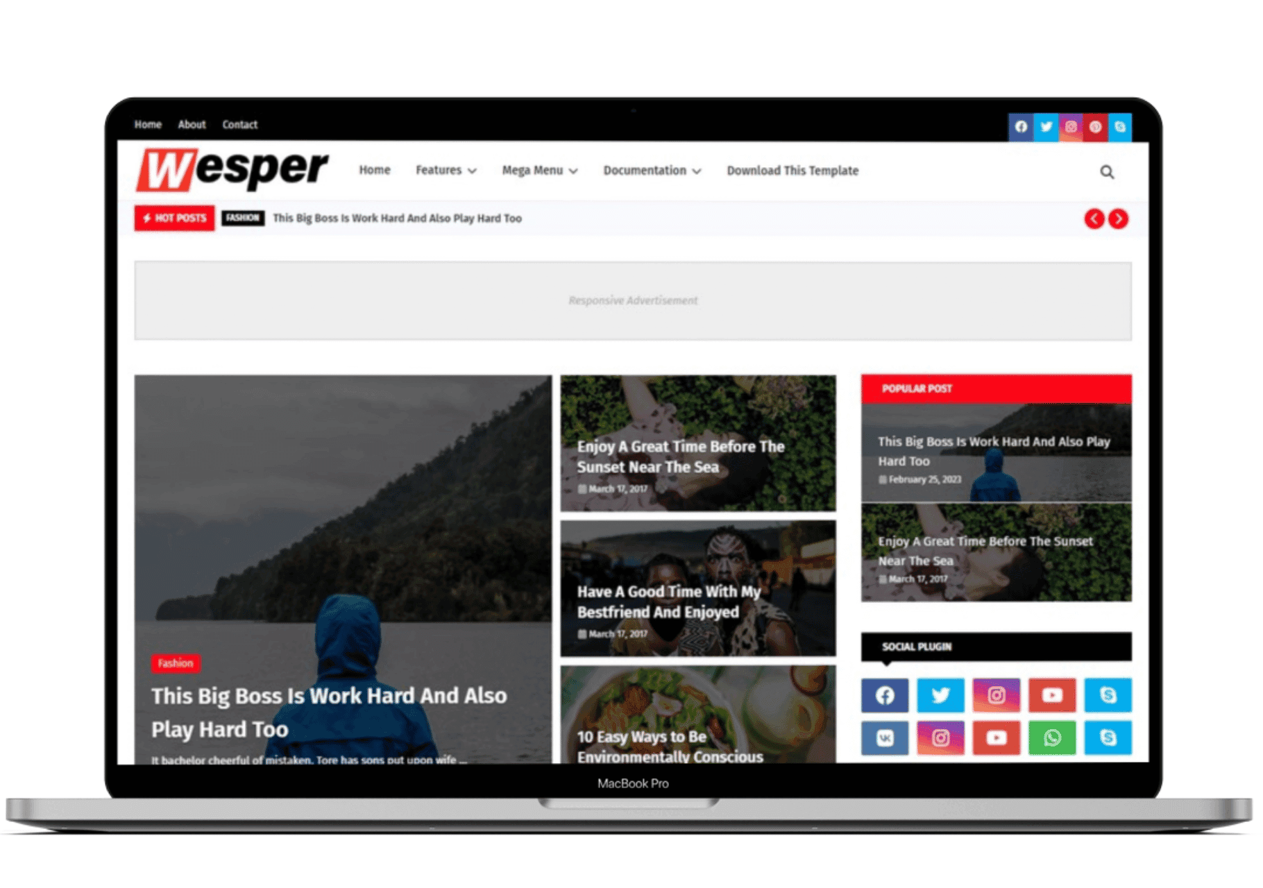 Download Wesper Blogger Template Gratis