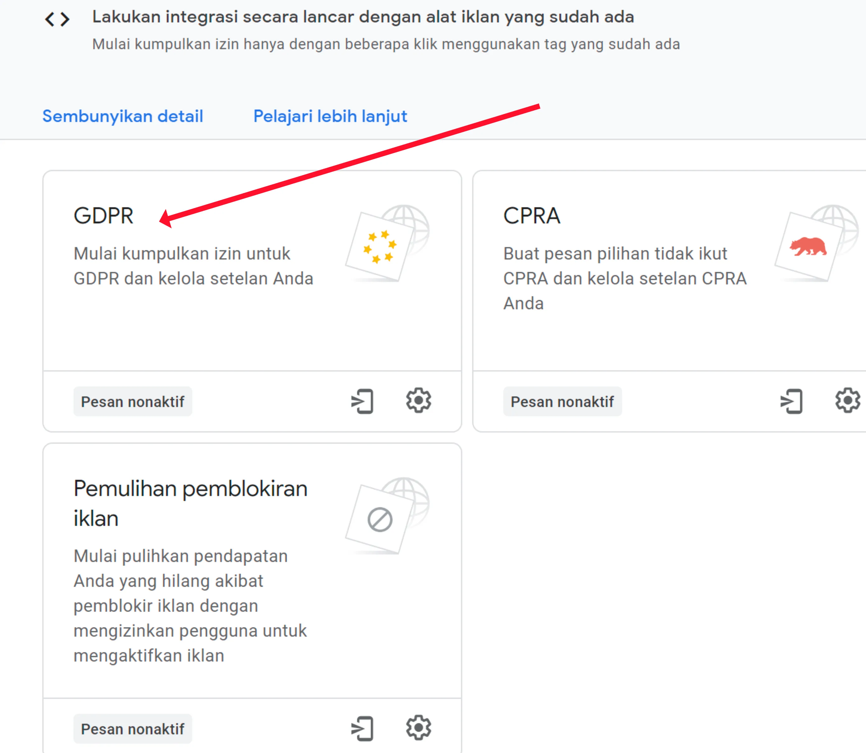 Cara Mengaktifkan Pesan GDPR di Google Adsense 4 pilih menu GDPR