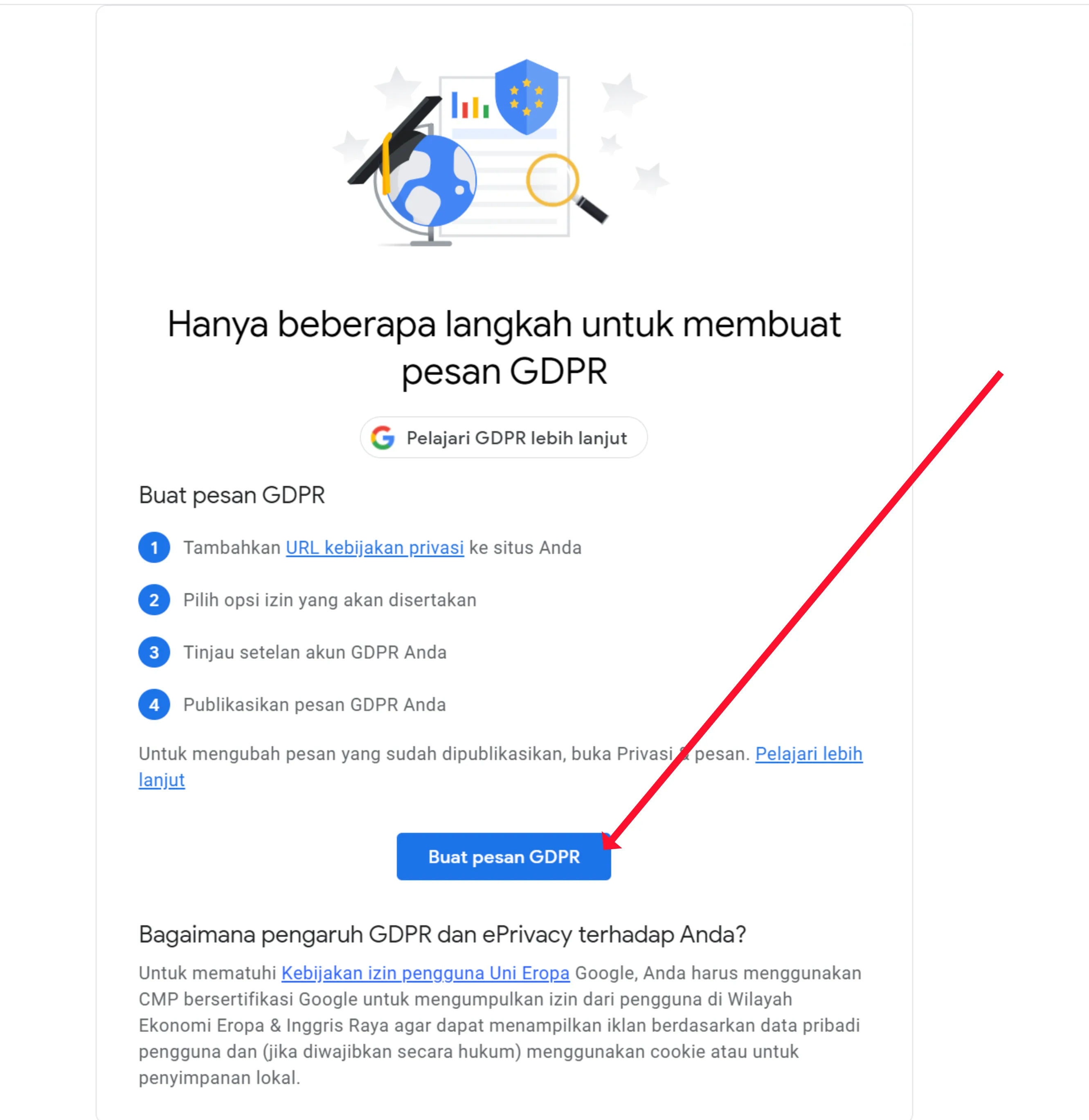 Cara Mengaktifkan Pesan GDPR di Google Adsense 5 Buat pesan GDPR