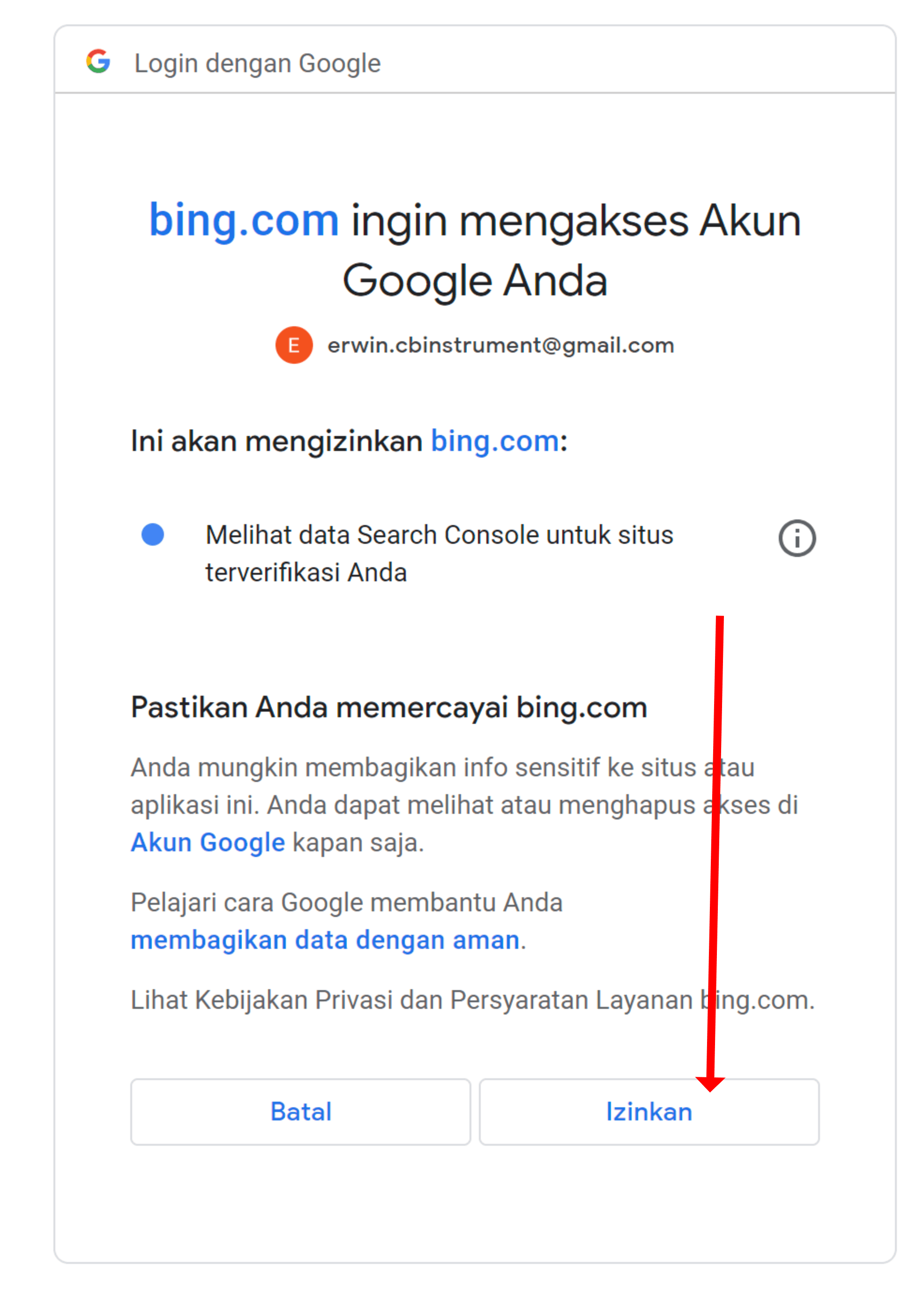 langkah 7 verifikasi website ke bing webmaster tools