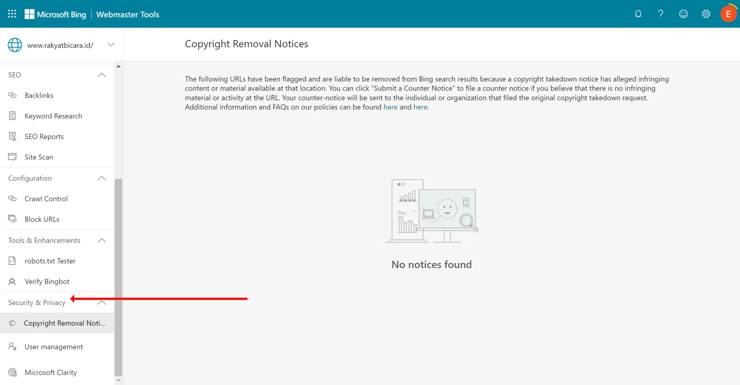 Bing Webmaster Tools: Panduan Lengkap Cara Menggunakannya 35 menu Security & Privacy di bing