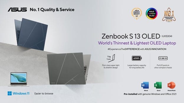 ASUS Zenbook S13 OLED UX5304, Laptop Tipis Bertenaga Besar