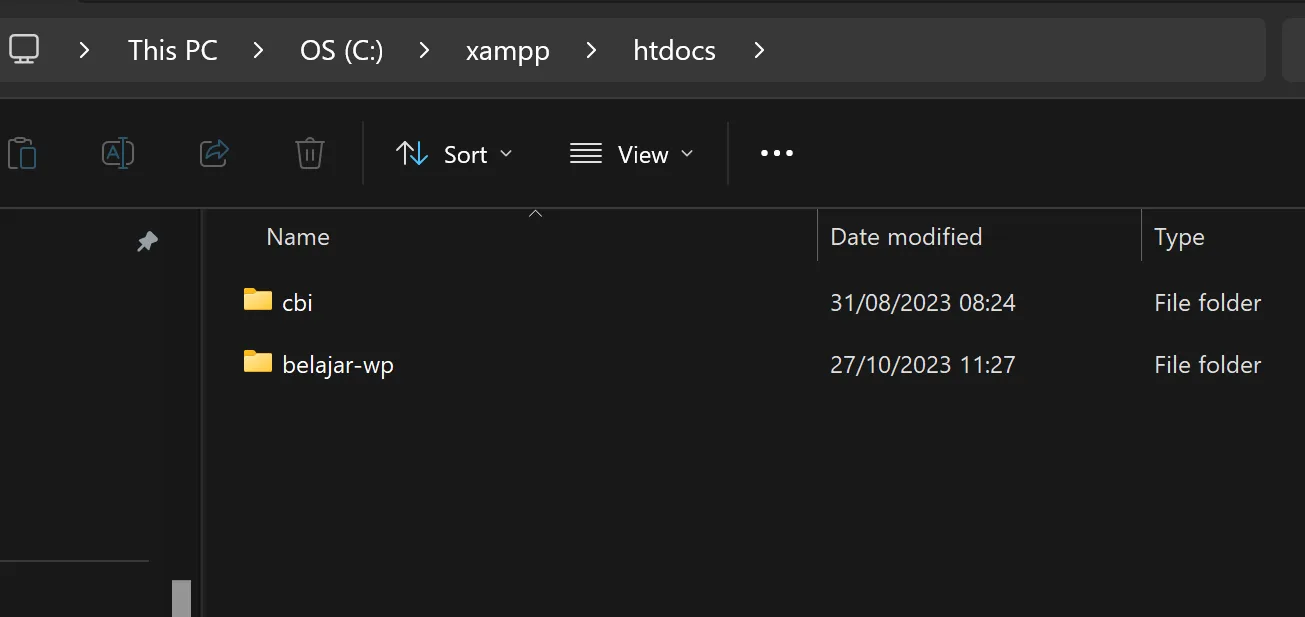 directory C:\xampp\htdocs