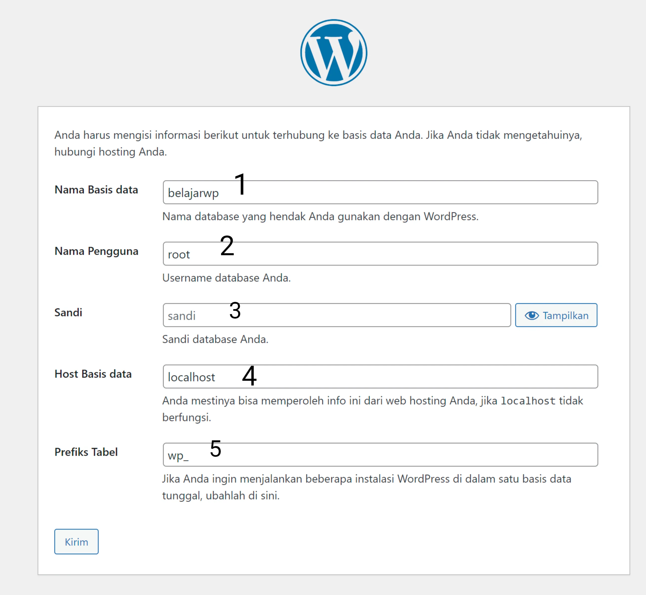 koneksi wordpress dengan database