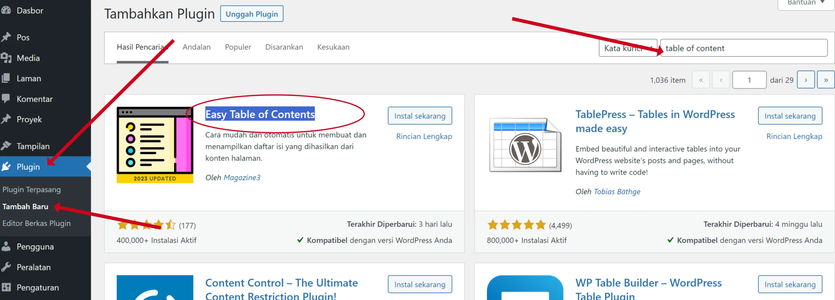 Cara Membuat Daftar Isi Otomatis di WordPress (Table of Content) 2 Cara Instal Easy Table of Contents di WordPress