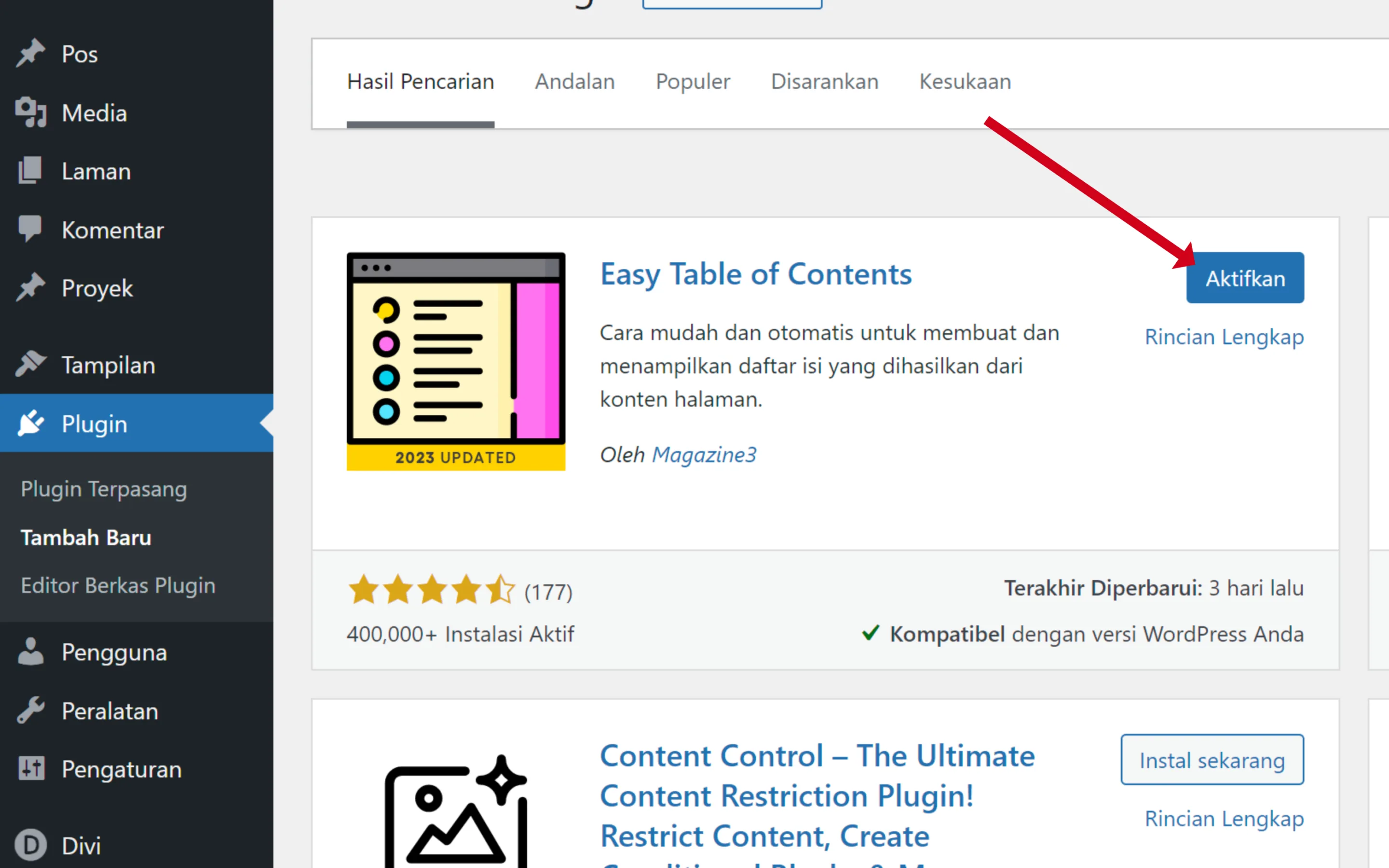 Cara Membuat Daftar Isi Otomatis di WordPress (Table of Content) 3 Cara Instal Easy Table of Contents di WordPress