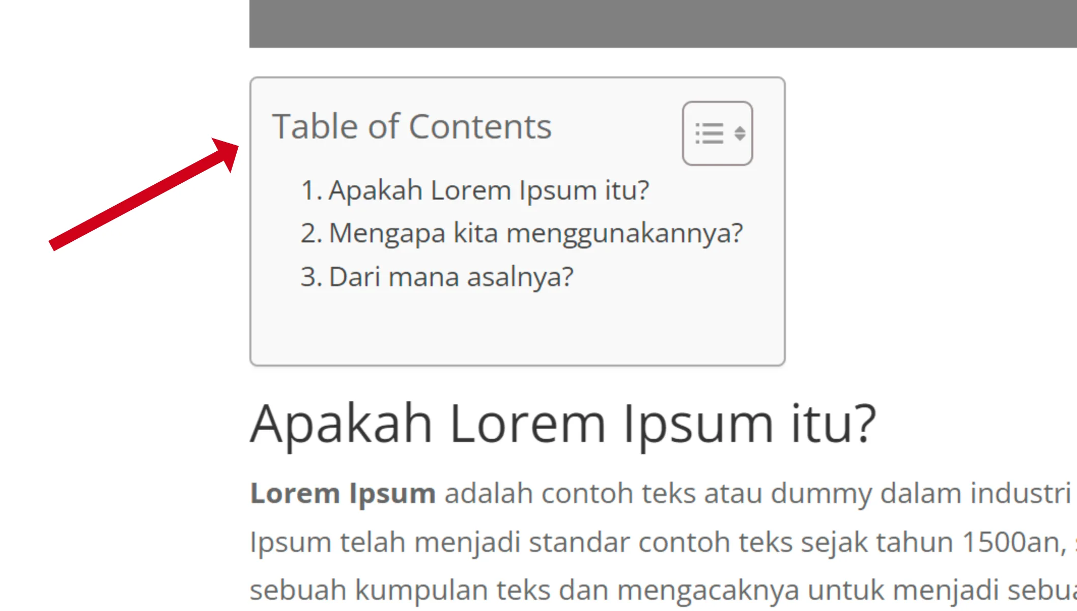 Cara Membuat Daftar Isi Otomatis di WordPress (Table of Content) 7 Cara konfigurasi plugin Easy Table of Contents