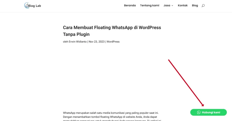 Cara Memasang Floating WhatsApp Tanpa Plugin di WordPress