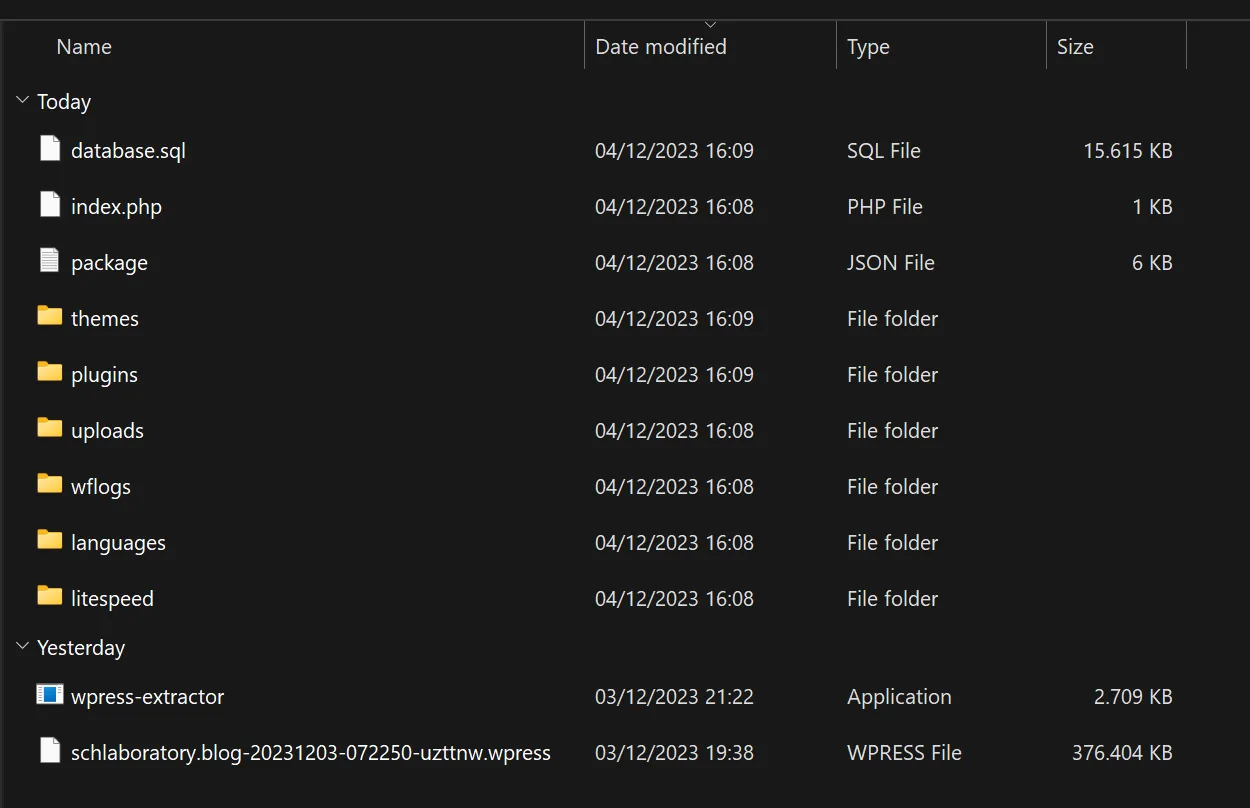 Cara Ekstrak File .wpress di Windows 7 ekstrak File .wpress