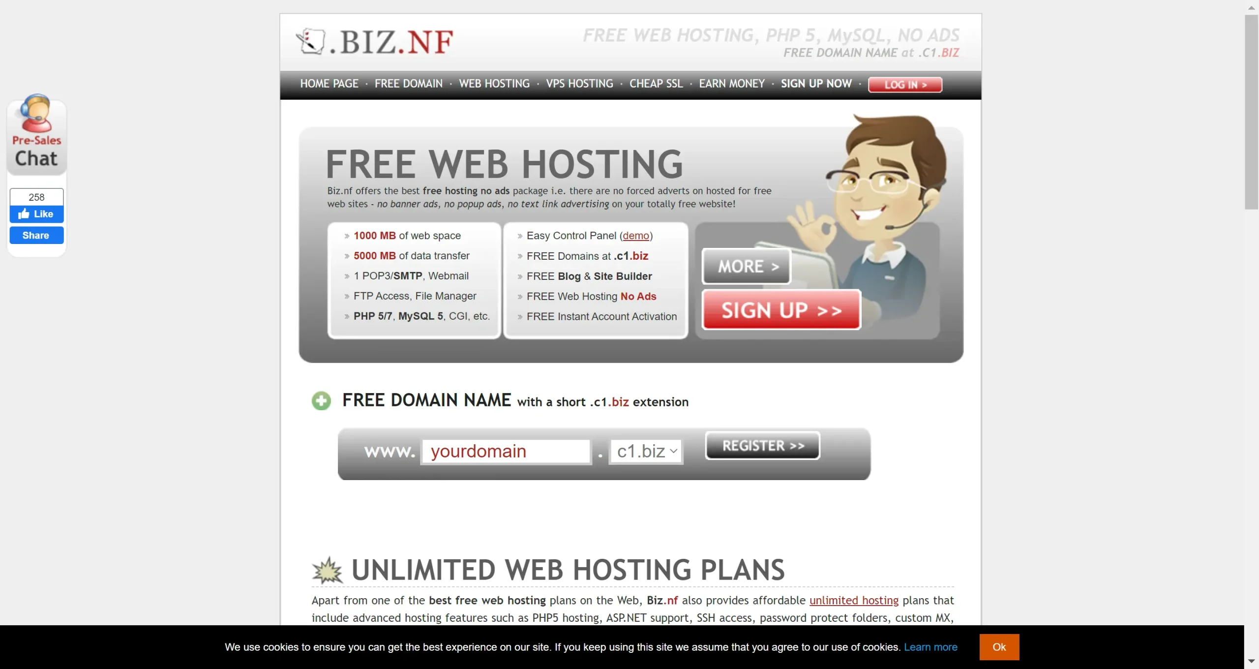 domain gratis Biz.nf