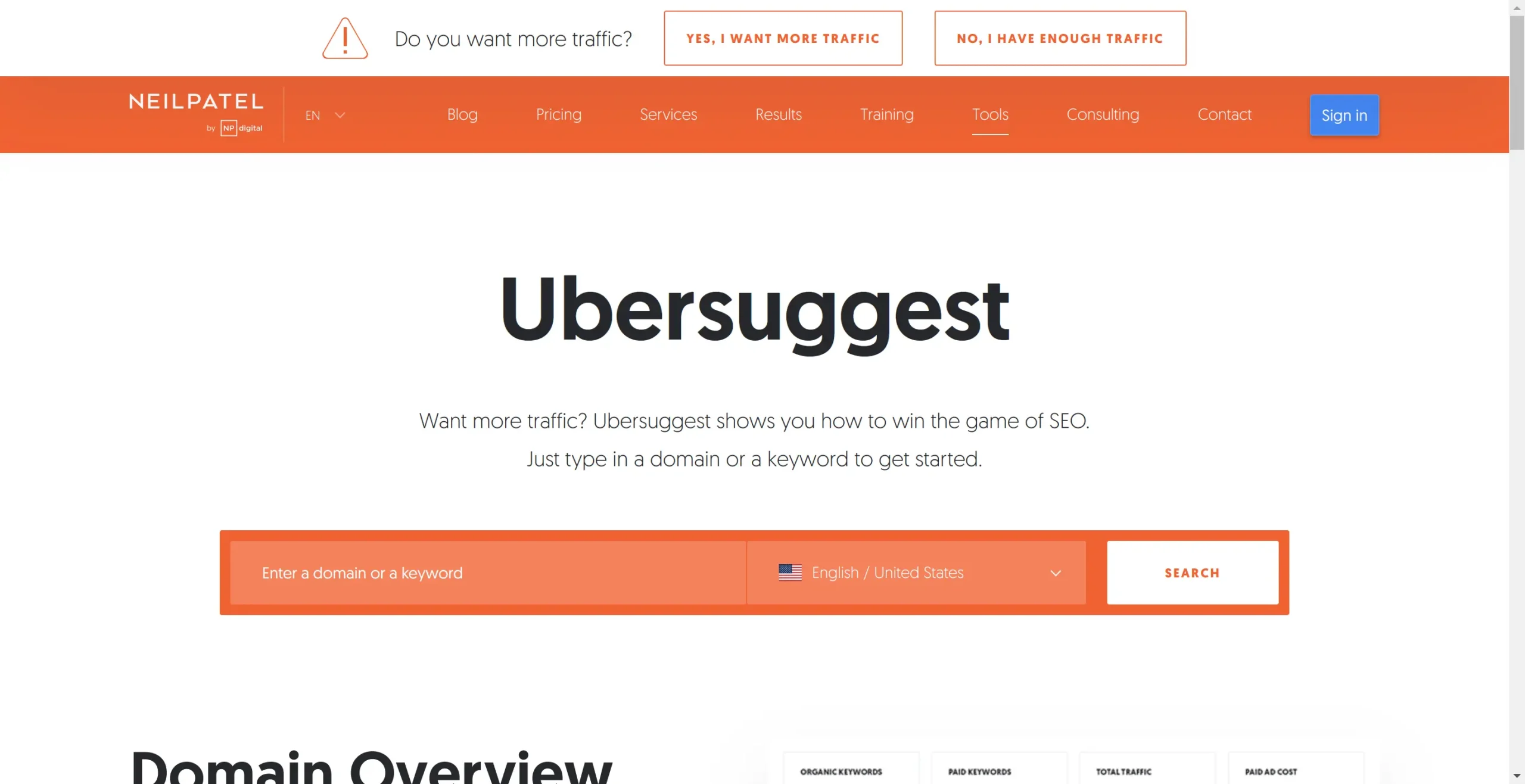 Ubersuggest tools riset kata kunci gratis