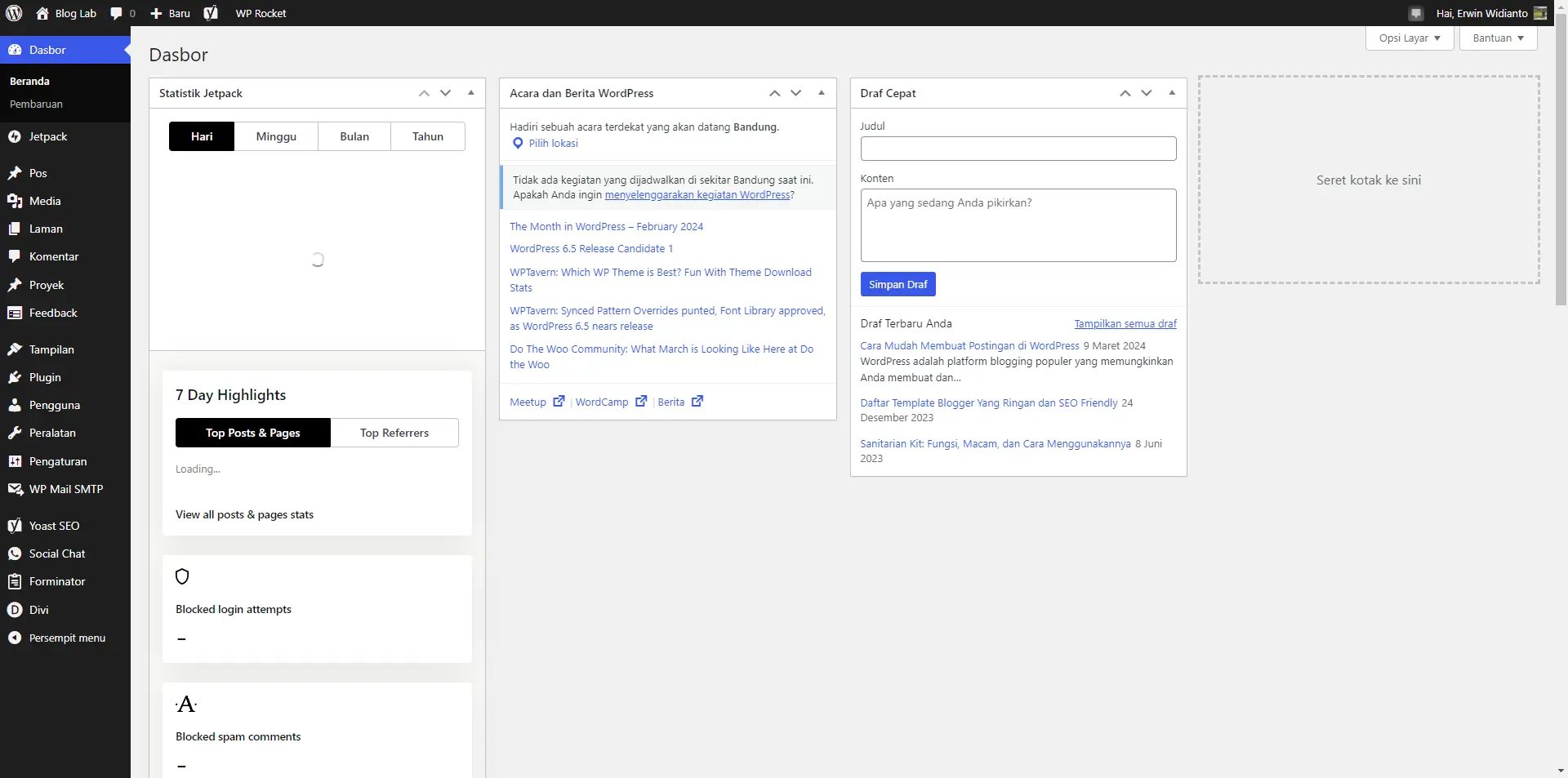 Cara Mudah Membuat Postingan di WordPress 2 Dashboard WordPress